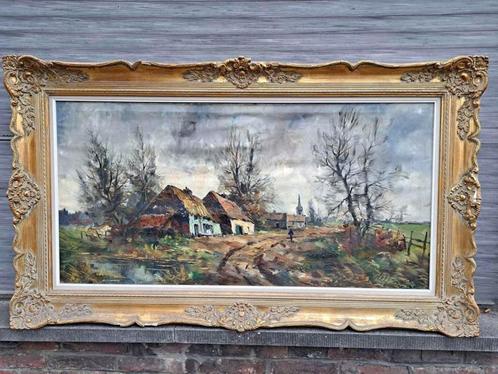 Huile sur toile paysage signe jean jacques foulon, Antiek en Kunst, Kunst | Schilderijen | Klassiek, Ophalen