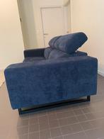 Nieuwe zetel - blauwe stof, zwart metaal - 2,5-zit, 150 tot 200 cm, Rechte bank, Stof, Ophalen of Verzenden