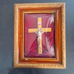 oude kader christus aan het kruis achter glas, Ophalen of Verzenden