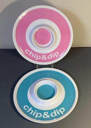Retro 2x Chip & Dip schalen - 2x serveerschaal beschikbaar voor biedingen