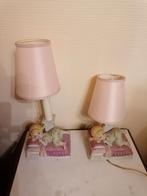 Vintage porseleinen nachtlampjes slapend kind '50., Huis en Inrichting, Lampen | Lampenkappen, Ophalen, Gebruikt, Blauw