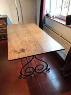 Table en teak ancien et fer forgé, Antiquités & Art