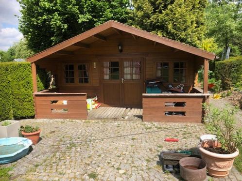 Blokhut te koop, Tuin en Terras, Tuinhuizen, Gebruikt, Blokhut, Hout, 500 cm of meer, 400 cm of meer, 3 ramen of meer, Met overkapping