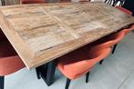 Table « salle à manger » bois pieds métal (8à10 places), Enlèvement ou Envoi, Comme neuf, Métal