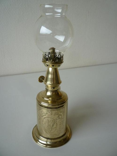 Oude koperen „Clamfor” kerosinelamp, Antiek en Kunst, Antiek | Verlichting, Ophalen of Verzenden