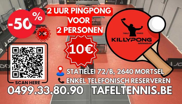 TABLE À LOUER  10€ pour 2 heures pour 2 personnes, Sports & Fitness, Ping-pong, Neuf, Table d'intérieur, Pliante, Mobile, Format de concours