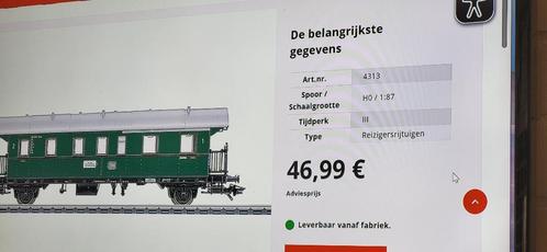 marklin supermooi DB rijtuigen 4313 / 4314 / 4315 prijs/stuk, Hobby en Vrije tijd, Modeltreinen | H0, Zo goed als nieuw, Wagon