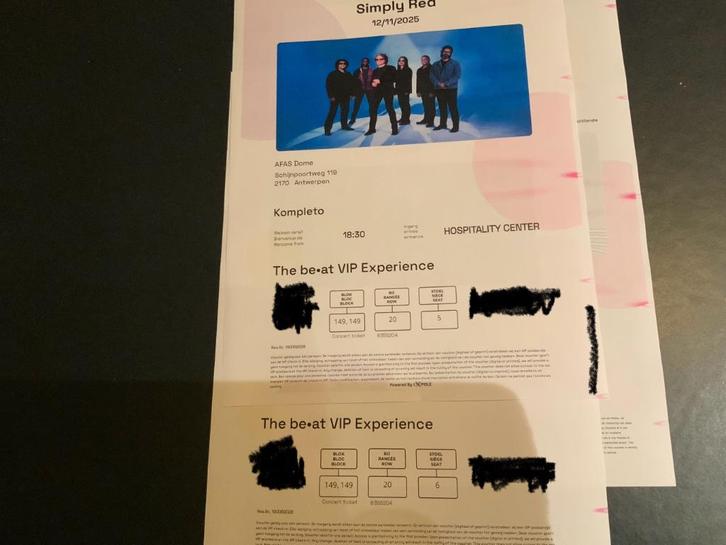 12/11 : VIP Concerttickets Simply Red verminderde prijs, Tickets en Kaartjes, Concerten | Pop, Twee personen, November