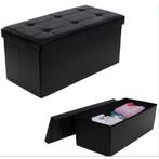 a vendre un pouf avec coffre rangement cuir noir etat neuf, Maison & Meubles, Canapés | Repose-pieds & Poufs, Comme neuf, Enlèvement