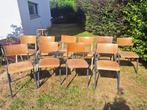 Vintage schoolstoelen van staal en hout, Antiek en Kunst, Antiek | Meubels | Stoelen en Sofa's, Ophalen