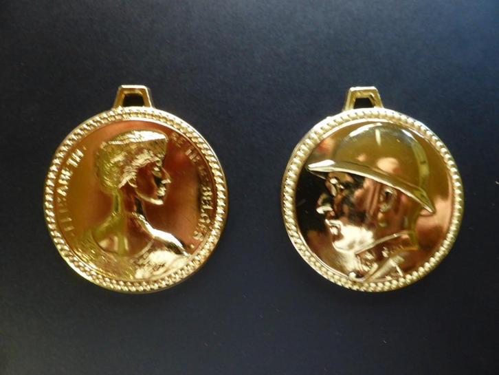 Penning van Koning Albert 1 en Koningin Elisabeth, Verzamelen, Militaria | Algemeen, Landmacht, Lintje, Medaille of Wings, Ophalen of Verzenden