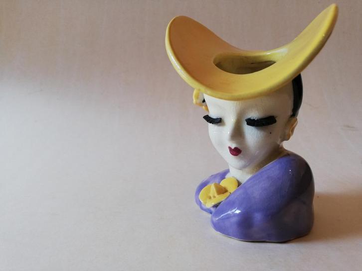 Vintage "lady head" vaas, Verzamelen, Beelden en Beeldjes, Zo goed als nieuw, Ophalen of Verzenden