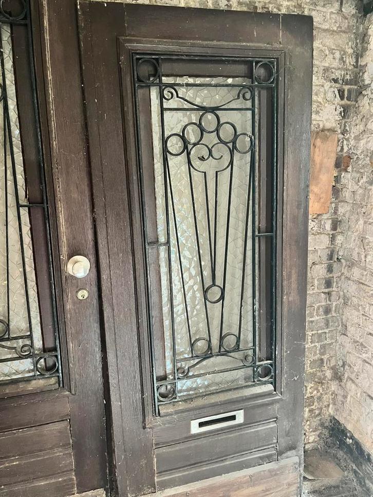 Oude dubbele voordeur, Doe-het-zelf en Bouw, Deuren en Vliegenramen, Gebruikt, Glas, Ophalen