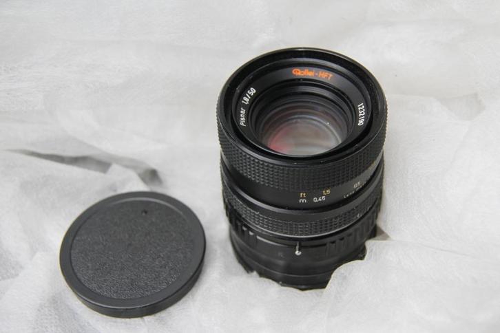 Rollei Planar 50 mm f/1.8 + bague E-mount  comprise, Audio, Tv en Foto, Fotocamera's Analoog, Gebruikt, Spiegelreflex, Overige Merken