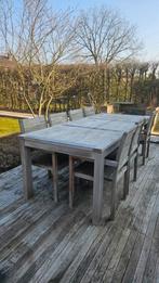 Padouk tuintafel en stoelen, Tuin en Terras, Ophalen, Gebruikt