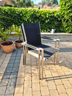 Outdoor stapelstoelen inox & textiline 8st., Ophalen, Zo goed als nieuw, Rvs, Stapelbaar
