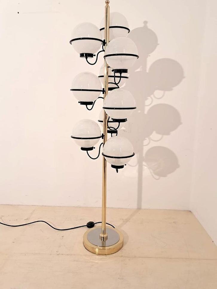 Vloerlamp in Gino Sarfatti-stijl, Huis en Inrichting, Lampen | Vloerlampen, Glas, Metaal, Ophalen of Verzenden