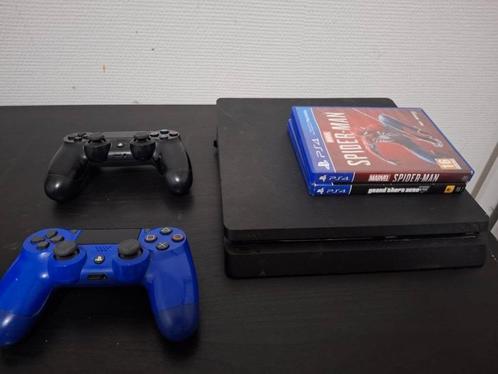 PS4 Slim 500 GB + 2 controllers + SPIDER-MAN en GTA V — Zeer, Games en Spelcomputers, Spelcomputers | Sony PlayStation 4, Gebruikt