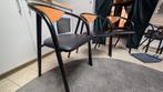 Three metal stools with leather cushioned seat, Huis en Inrichting, Ophalen, Drie, Zwart, Zo goed als nieuw