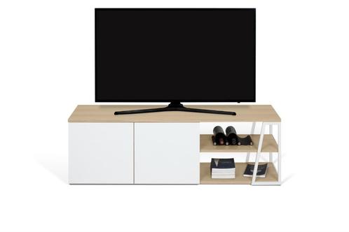 TV-meubel - modern - eiklook/wit - L=145xB=45xD=45 cm nieuw!, Huis en Inrichting, Kasten |Televisiemeubels, Nieuw, Minder dan 100 cm