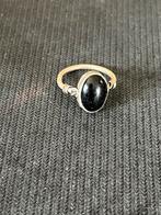 Zilveren ring met zwart steen, Handtassen en Accessoires, Ringen, Ophalen of Verzenden, Zo goed als nieuw, Zwart