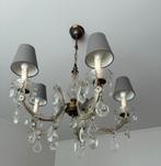 Luchter kristal met 5 moderne kapjes (grijs), Huis en Inrichting, Lampen | Kroonluchters, Ophalen, Gebruikt, Antiek met een moderne afwerking