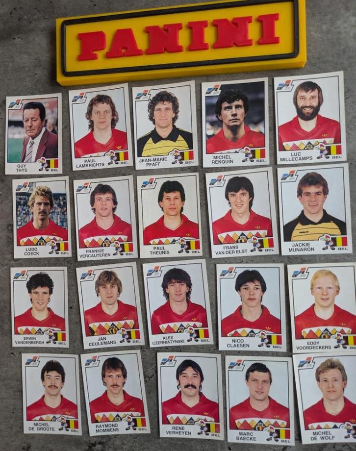 PANINI VOETBAL EURO 84 20X RODE DUIVELS BELGIE 1984, Hobby en Vrije tijd, Stickers en Plaatjes, Zo goed als nieuw, Verzenden