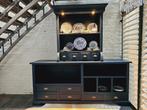 Landelijke vintage kast blauw apothekerskast toonbank buffet, 200 cm of meer, Nieuw, Ophalen of Verzenden, Landelijk