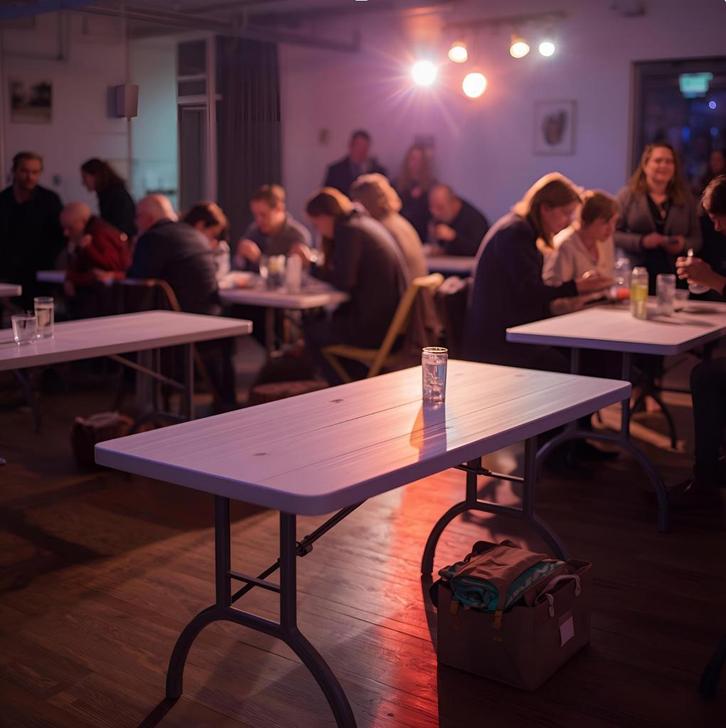 Verhuur van rechthoekige tafels van 150 cm + verzending, Hobby en Vrije tijd, Feestartikelen | Verhuur, Nieuw, Ophalen of Verzenden