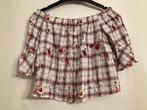 Geruit bloemen bloesje - Bershka - maat XS, Kleding | Dames, Topjes, Overige kleuren, Korte mouw, Maat 34 (XS) of kleiner, Gedragen