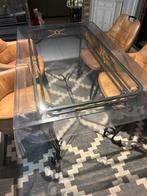 Ijzerentafel met glazenblad, Huis en Inrichting, Tafels | Eettafels, Ophalen, 100 tot 150 cm, 50 tot 100 cm, Vijf personen of meer