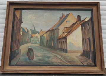 huile sur panneau ruelle animee signe charles melikoff beschikbaar voor biedingen
