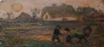 Gustave Franciscus De Smet '' Boerenscene " olieverf op kart, Verzenden