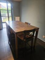 Teak hout keukenblok met marmeren blad incl. 3 barkrukken, Ophalen, Gebruikt