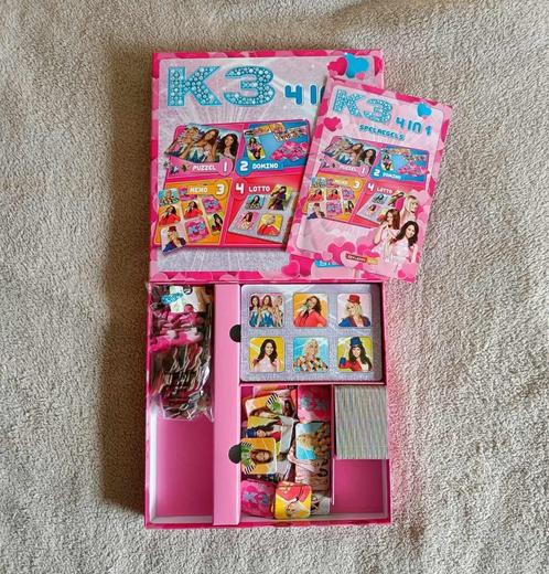 K3 - Gezelschapsspel - 4 in 1 - Karen - Kristel - Josje - €6, Hobby en Vrije tijd, Gezelschapsspellen | Bordspellen, Zo goed als nieuw