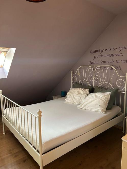 Tweepersoonsbed, lattenbodem en matras, Huis en Inrichting, Slaapkamer | Bedden, Zo goed als nieuw, Tweepersoons, 160 cm, 200 cm