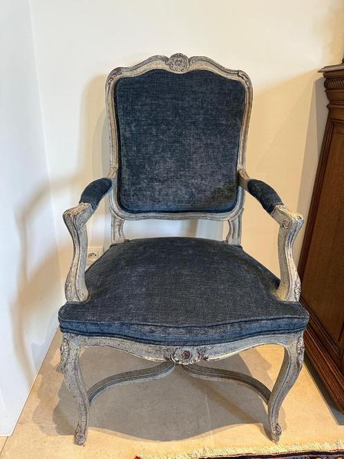 6 Stoelen (120 euro per stoel), Huis en Inrichting, Stoelen, Zo goed als nieuw, Vijf, Zes of meer stoelen, Hout, Stof, Blauw, Ophalen