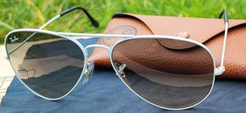 Ray Ban Aviator Large White in topstaat!, Enlèvement ou Envoi, Comme neuf, Ray-Ban, Lunettes de soleil