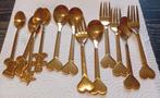 Set de 12 fourchettes/cuillères avec motif, doré, Comme neuf, Enlèvement ou Envoi