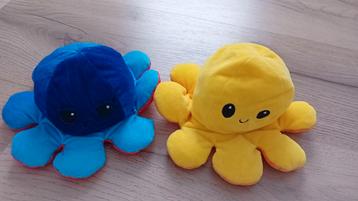 Omkeerbare emotie octopus knuffel. 2 stuks., Kinderen en Baby's, Ophalen of Verzenden, Zo goed als nieuw, Overige typen