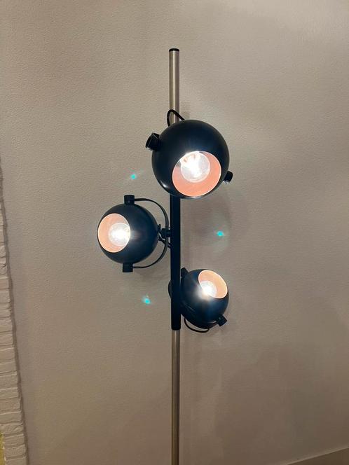 Vintage zwarte eyeball vloerlamp met 3 bollen Brielliant, Huis en Inrichting, Lampen | Vloerlampen, Gebruikt, 150 tot 200 cm, Kunststof
