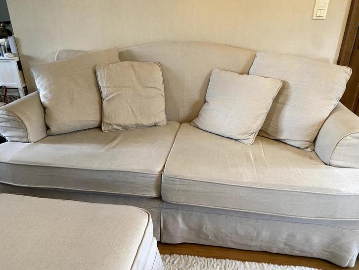 Zetels, Huis en Inrichting, Zetels | Zetels, Gebruikt, Rechte bank, Driepersoons, 200 tot 250 cm, 75 tot 100 cm, Stof, Ophalen