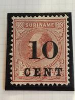 Suriname 1898 - Koning WIllem III - opdruk 10 cent, Ophalen of Verzenden, Postfris