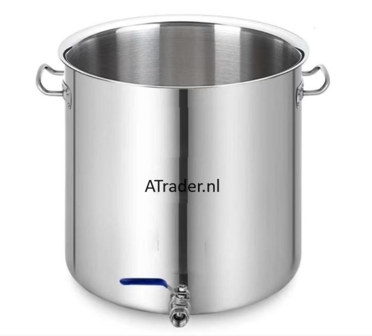 kookpan / Brouw pan met aftapkraan 50 liter, Inox + Deksel, Huis en Inrichting, Keuken | Potten en Pannen, Nieuw, Kookpan of Snelkookpan