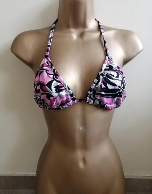 Prachtige Donkerroze Bikini Top met Grijs, Zwart en Wit S/M, Kleding | Dames, Badmode en Zwemkleding, Nieuw, Bikini, Roze, Ophalen of Verzenden