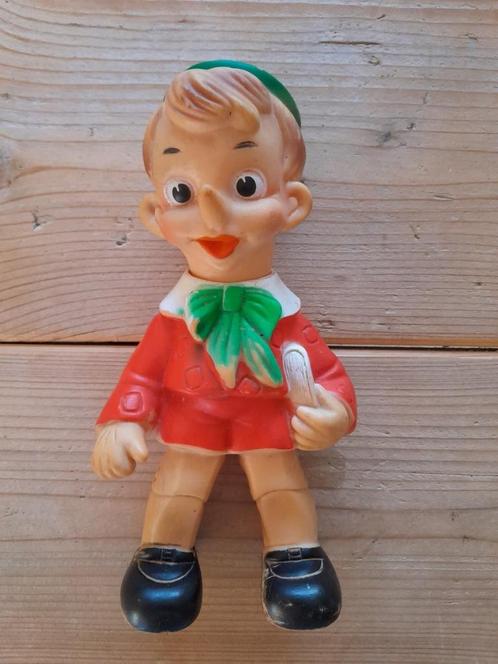 Vintage rubberen pinokkio pop piepend speelgoed Ledra '60, Antiek en Kunst, Antiek | Speelgoed, Ophalen of Verzenden