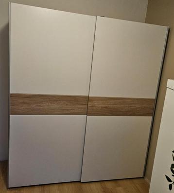 NIEUW! Zweefdeurkast KEVIN wit/ eikenhouten 195x170x59 cm! beschikbaar voor biedingen