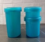 Tupperware set van 3 bewaardozen petrol kleur, Huis en Inrichting, Ophalen of Verzenden, Gebruikt, Groen, Bus of Trommel