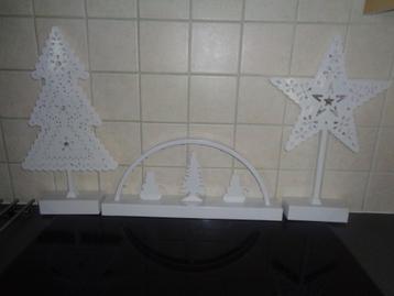3 x kerst decoratie met lichtjes