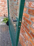 metalen poort, groen met scharnieren en palen 98  x 175, Tuin en Terras, Ophalen, Gebruikt